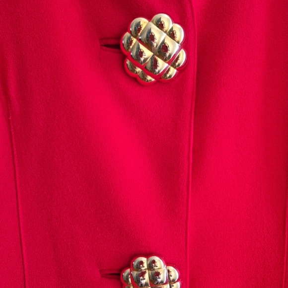 Bicci New York | Vintage Designer Red Tailored Gold Buttons Dress - Picture 4 of 8